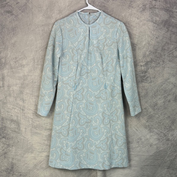 Vintage 60s 70s Pretty Pam Mod Pastel Paisley Print A Line Day Dress Sz 10 - Picture 2 of 12